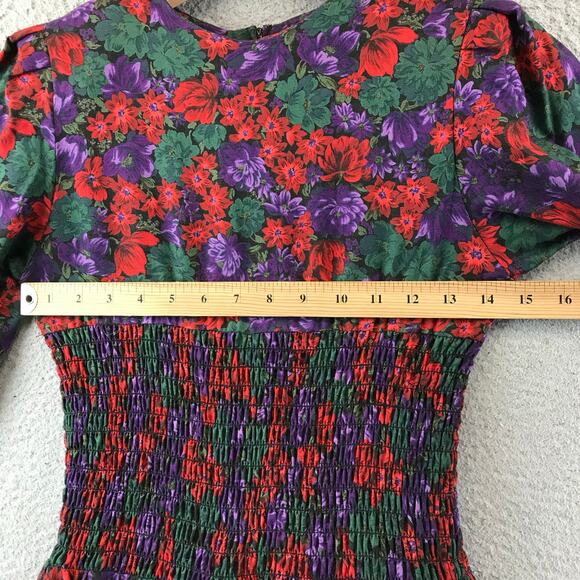 Vintage ZOE LTD SAKS FIFTH AVE GIRL'S RED FLORAL DRESS 14 - Picture 7 of 13